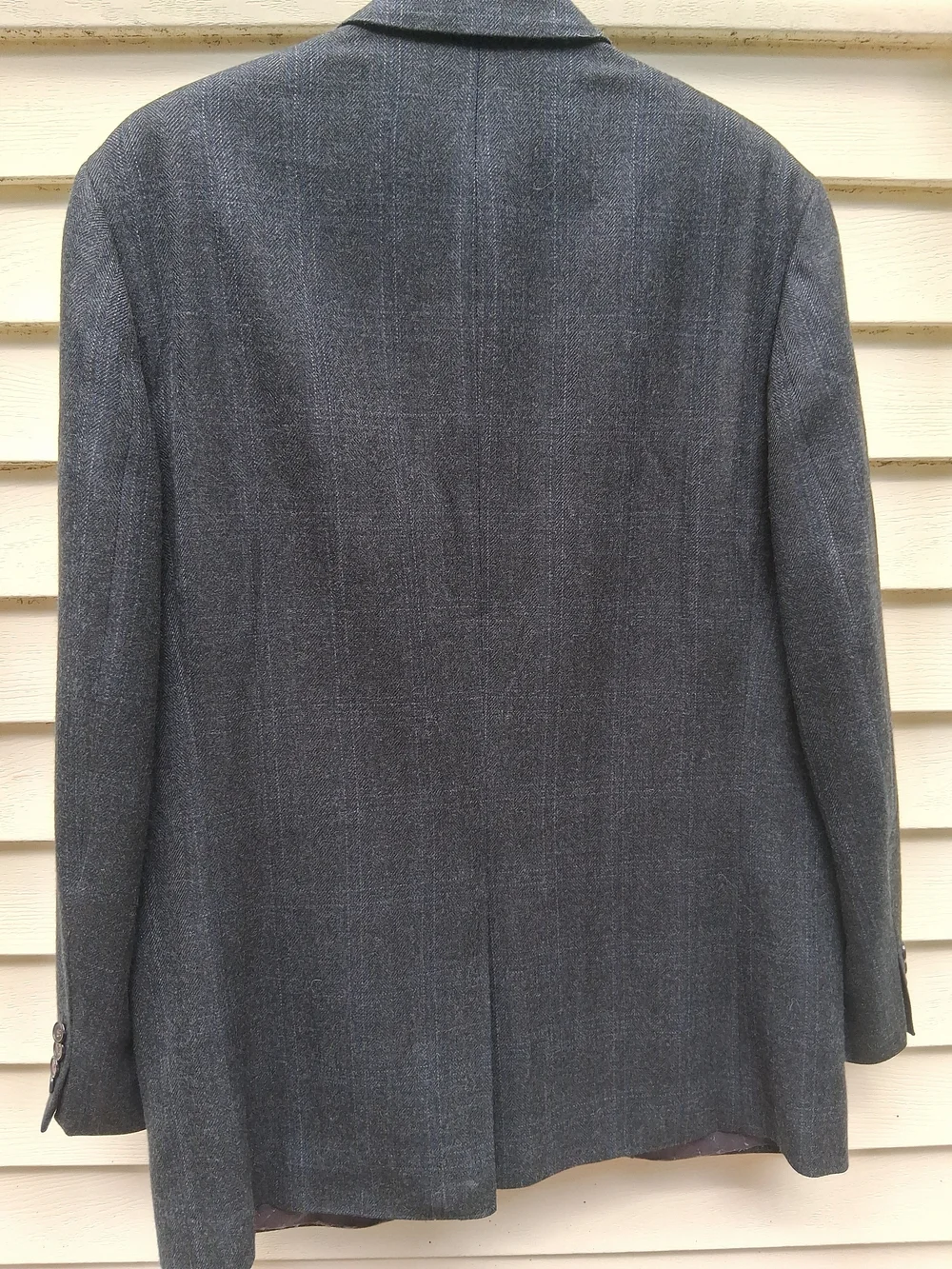 Ralph Lauren Men's 44 Long Gray Windowpane Blazer Jacket Wool Sport Coat